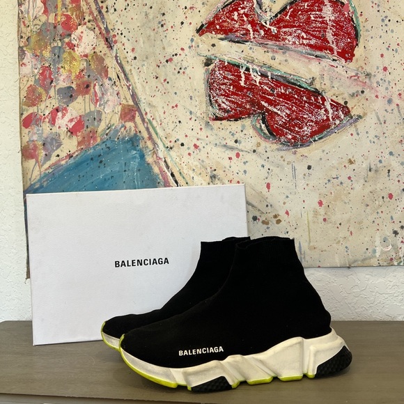 Balenciaga Speed Runner with Neon Yellow Sole - Picture 1 of 2